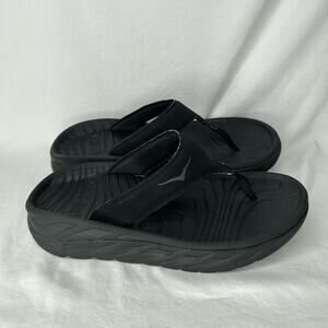 Hoka One One Ora Recovery Flip Flops Womens 8 Black Thong Sandals